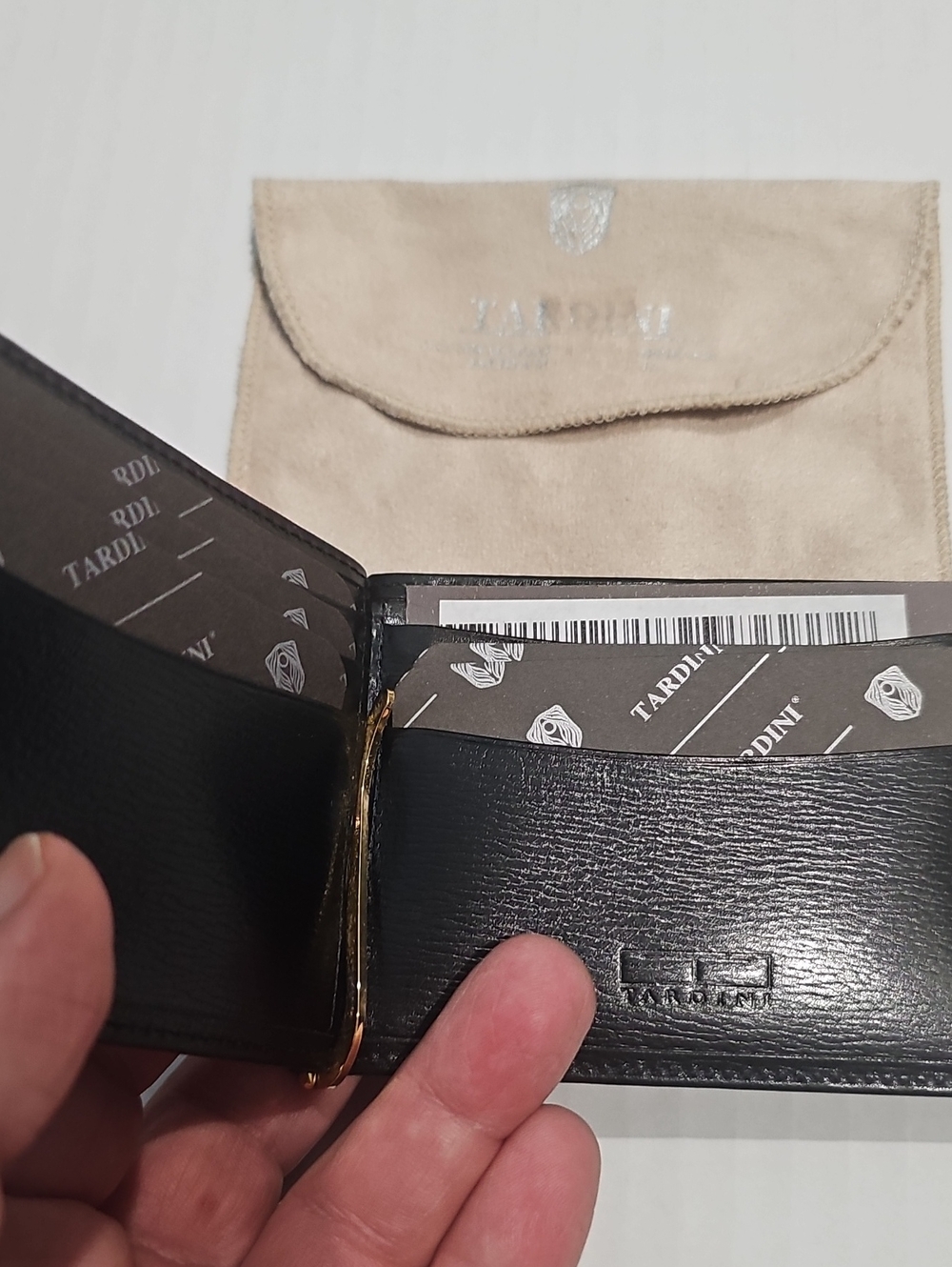 Tardini Black Leather Women's Money Clip Wallet